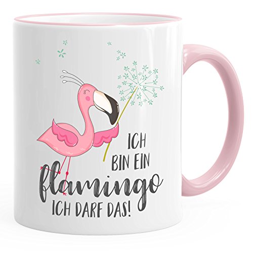 MoonWorks Spruch-Tasse Flamingo Ich bin ein Flamingo ich darf das Pusteblume Kaffeetasse Teetasse Keramiktasse rosa unisize von MoonWorks