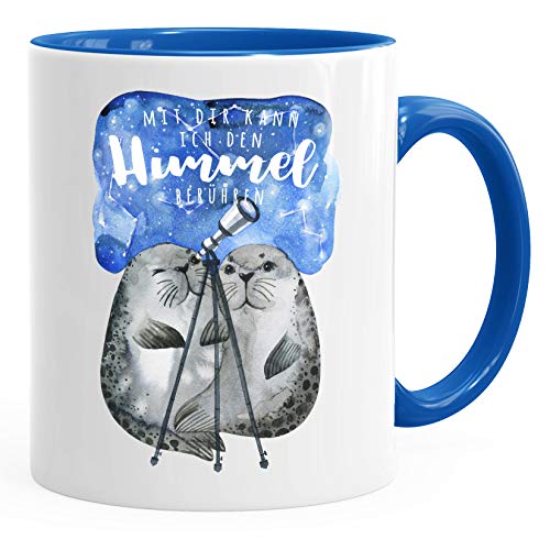 MoonWorks Tasse Geschenk Liebe Mit dir kann ich den Himmel berühren Spruch Liebesspruch Seehunde Robben Sterne royal unisize von MoonWorks