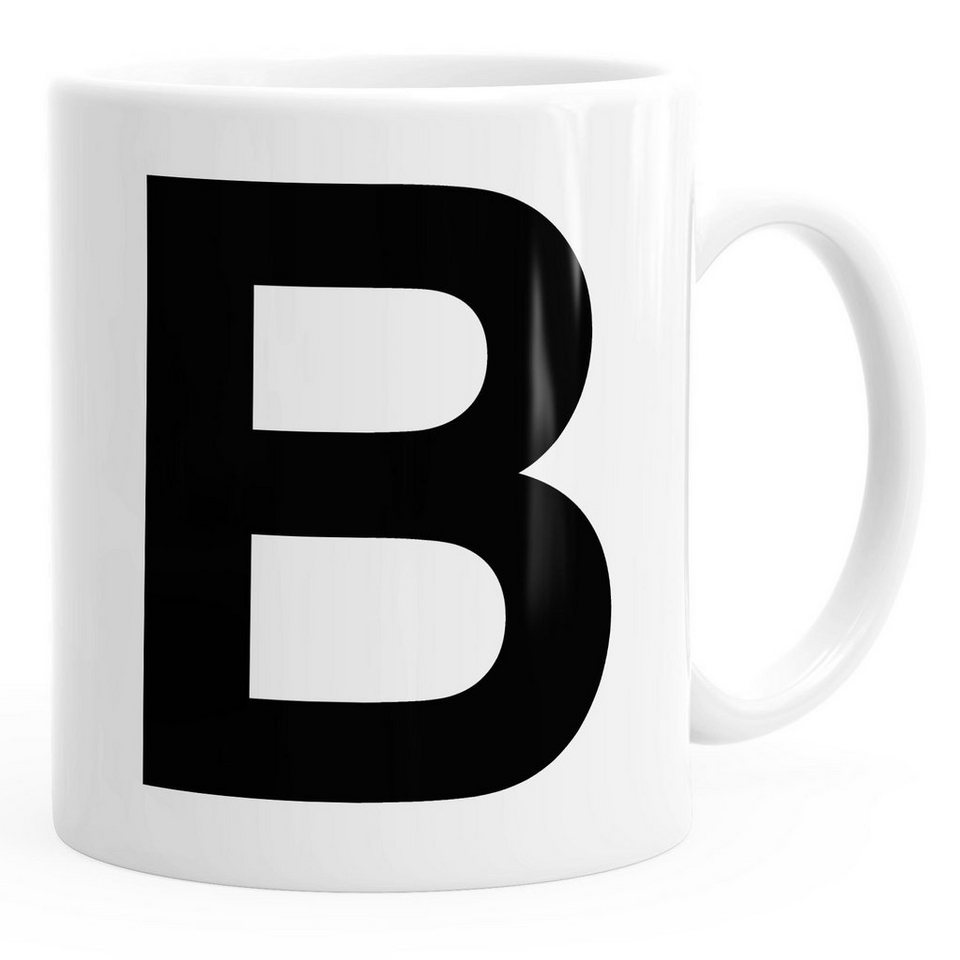 MoonWorks Tasse Kaffee-Tasse Buchstaben Buchstabe Arial Bold glänzend Kaffeetasse Teetasse Keramiktasse MoonWorks®, Keramik von MoonWorks