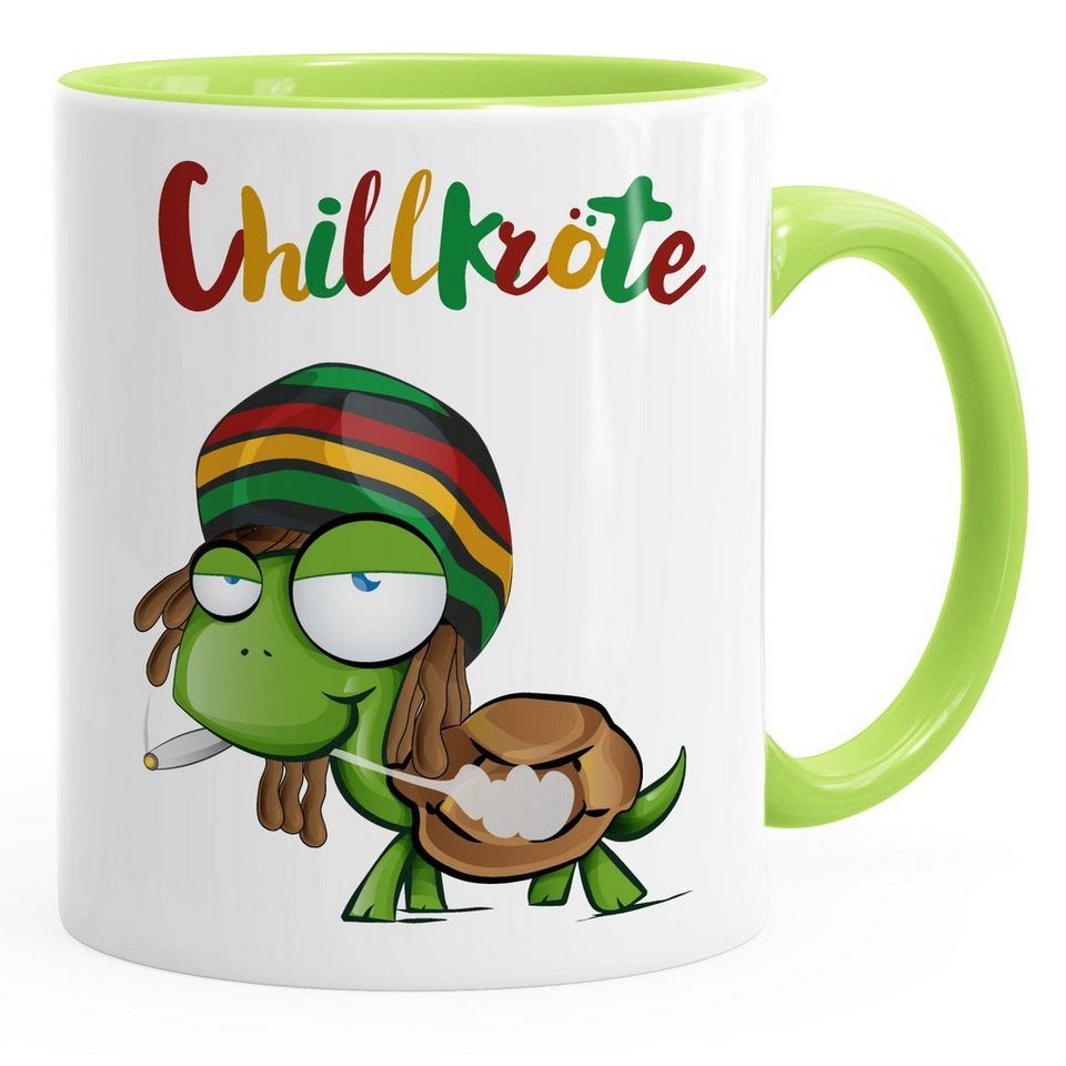 MoonWorks Tasse Kaffee-Tasse Chillkröte Schildkröte Rastafrisur Joint Comic Stil Kaffeetasse Fun-Tasse MoonWorks®, Keramik von MoonWorks