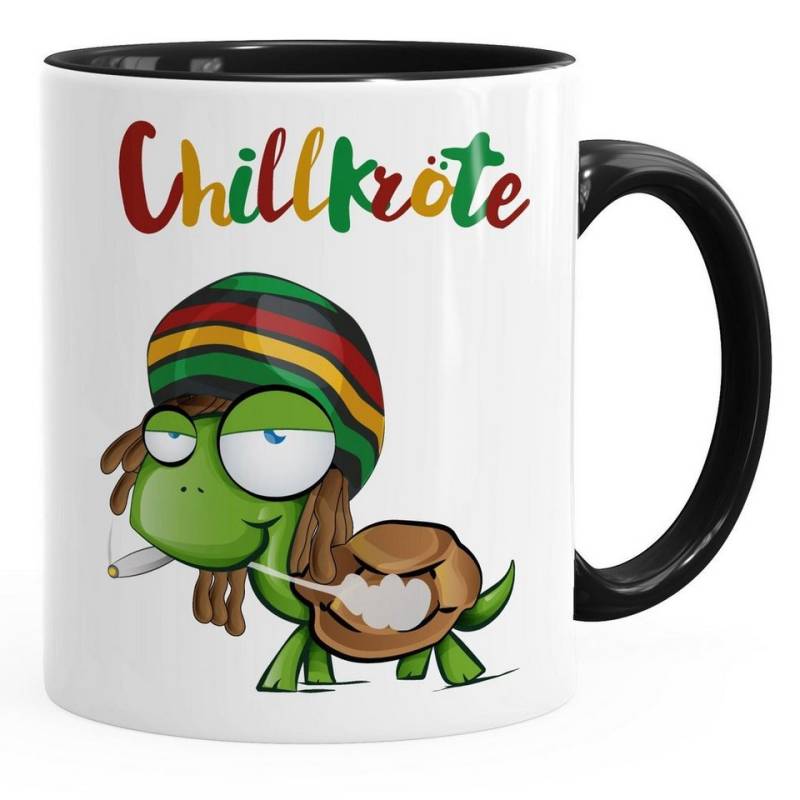 MoonWorks Tasse Kaffee-Tasse Chillkröte Schildkröte Rastafrisur Joint Comic Stil Kaffeetasse Fun-Tasse MoonWorks®, Keramik von MoonWorks