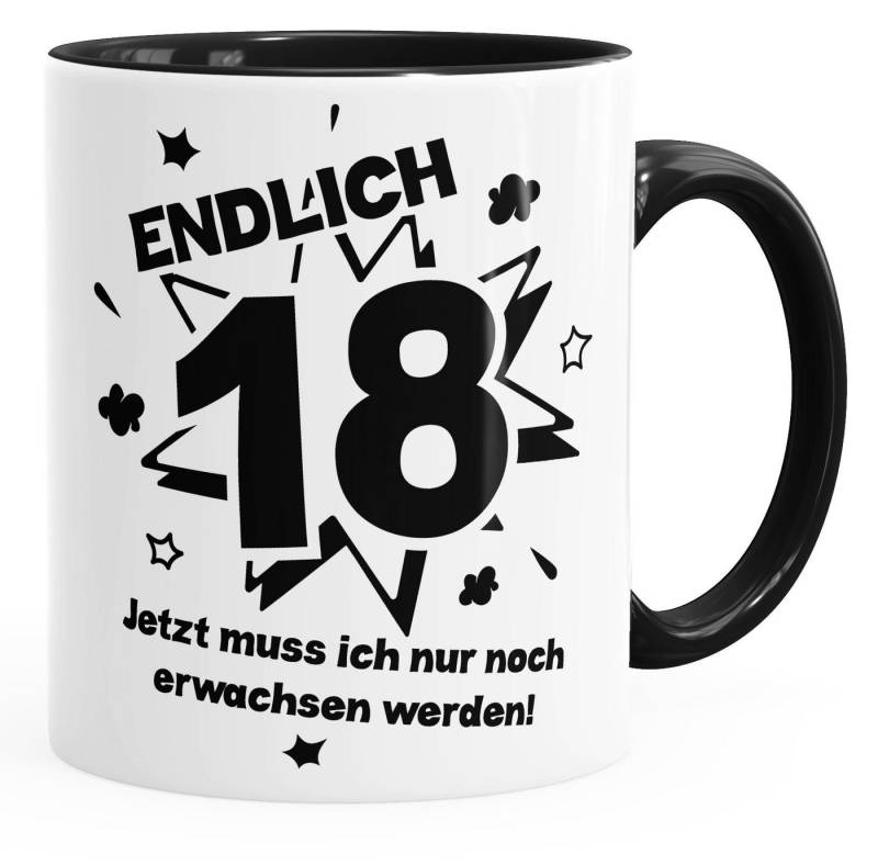 MoonWorks Tasse Kaffee-Tasse Endlich 18 jetzt muß ich nur noch erwachsen werde, Keramik von MoonWorks