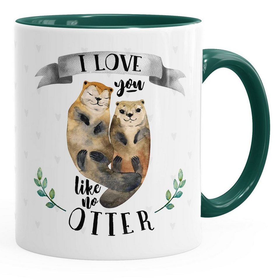 MoonWorks Tasse Kaffee-Tasse Otter Pärchen I love you like no otter Geschenk Liebe, Keramik von MoonWorks