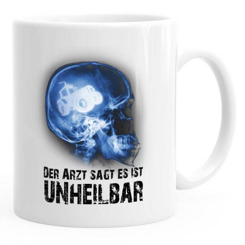 MoonWorks Tasse Kaffee-Tasse Xray Der Arzt sagt es ist unheilbar Hobby Schädel Röntgenbild Schädel Trecker Traktor Landwirt Farmer Diagnose Geschenk-Tasse Moonworks®, Keramik von MoonWorks