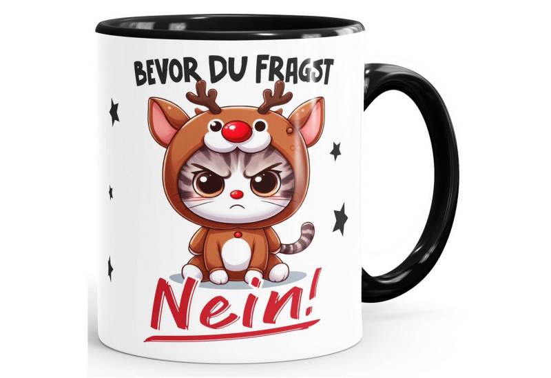 MoonWorks Tasse Kaffee-Tasse mit Spruch Bevor du fragst Nein! Katze Rentier, Keramik MoonWorks Tasse Kaffee-Tasse mit Spruch Bevor du fragst Nein! Katze Rentier, Keramik von MoonWorks