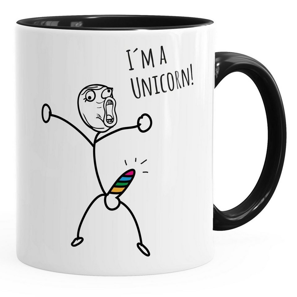 MoonWorks Tasse Kaffee-Tasse mit Spruch I`'m a unicorn Motiv lustiges Strichmännchen Penis Einhorn Parodie Bürotasse Kaffeebecher MoonWorks®, Keramik von MoonWorks