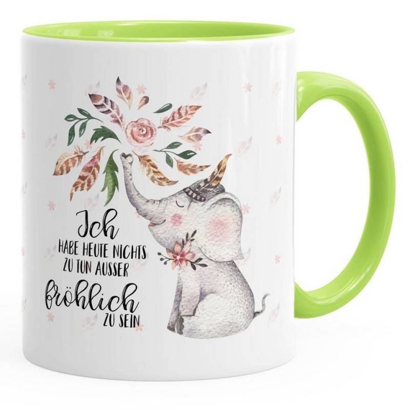 MoonWorks Tasse Kaffeetasse Elefant Ich habe heute nichts zu tun außer fröhlich zu sein Spruch-Tasse Geschenk MoonWorks® Innenfarbe, Keramik von MoonWorks