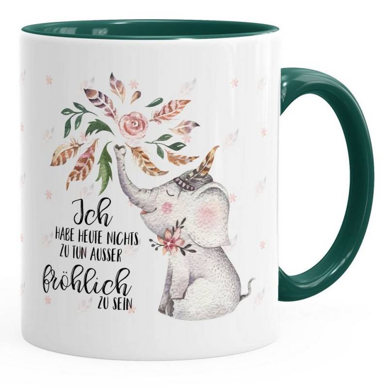 MoonWorks Tasse Kaffeetasse Elefant Ich habe heute nichts zu tun außer fröhlich zu sein Spruch-Tasse Geschenk MoonWorks® Innenfarbe, Keramik von MoonWorks