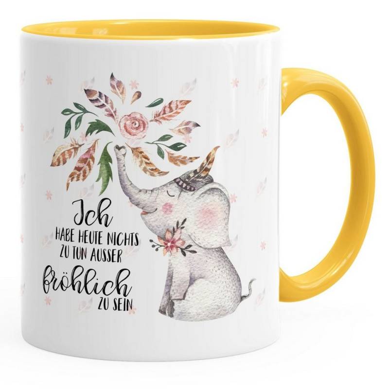 MoonWorks Tasse Kaffeetasse Elefant Ich habe heute nichts zu tun außer fröhlich zu sein Spruch-Tasse Geschenk MoonWorks® Innenfarbe, Keramik von MoonWorks