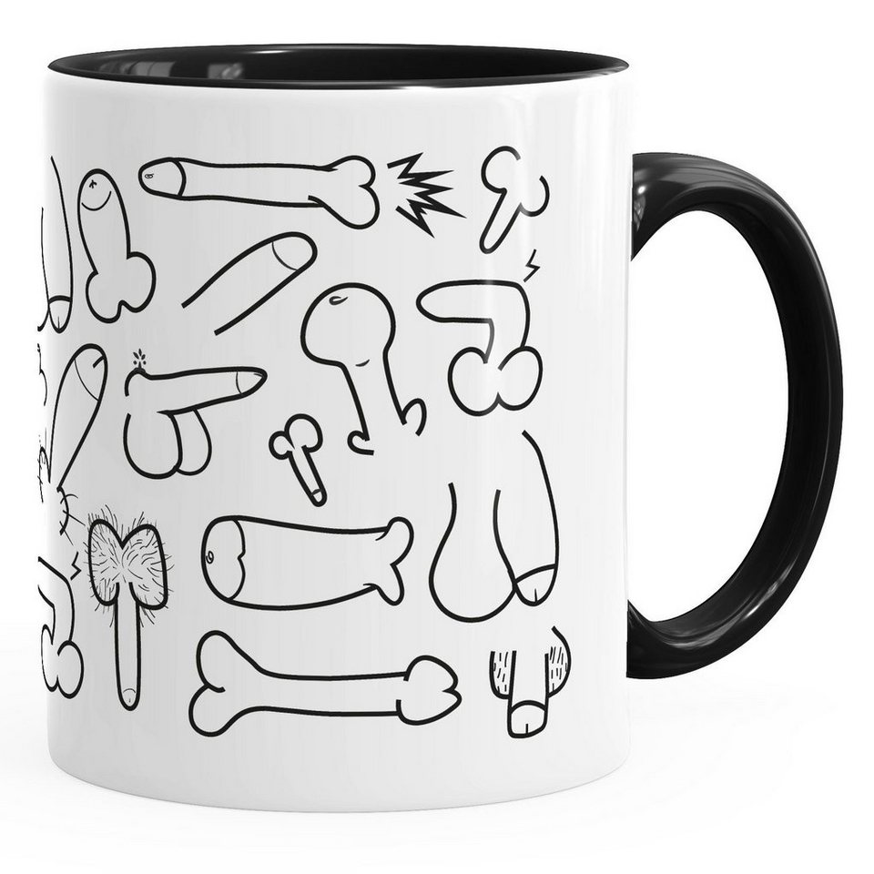 MoonWorks Tasse Tasse glänzend Kaffeetasse Teetasse Keramiktasse Fun Tasse Penis Muster MoonWorks®, Keramik von MoonWorks