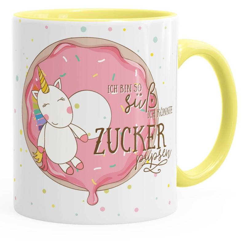 MoonWorks Tasse Tasse mit Innenfarbe Einhorn auf Donut Ich bin so süß ich könnte, Keramik MoonWorks Tasse Tasse mit Innenfarbe Einhorn auf Donut Ich bin so süß ich könnte, Keramik von MoonWorks