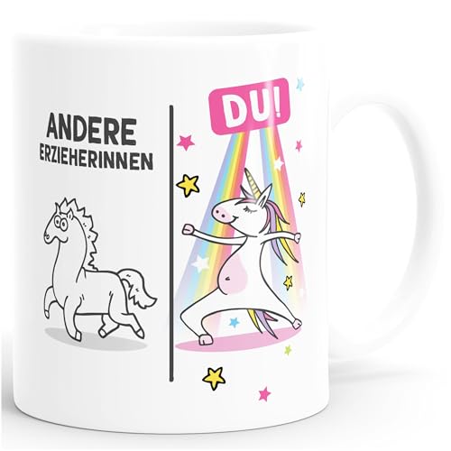 Moonworks® Kaffee-Tasse Einhorn Geschenk Erzieherin Abschied Kita Kindergarten Andere Erzierinnen Du weiß standard von MoonWorks
