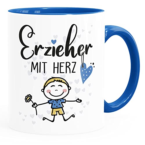 MoonWorks® Kaffee-Tasse Geschenk Abschied Danke Erzieherin Erzieher Abschied Kita Kindergarten Kinder weiß-innen-royal standard von MoonWorks