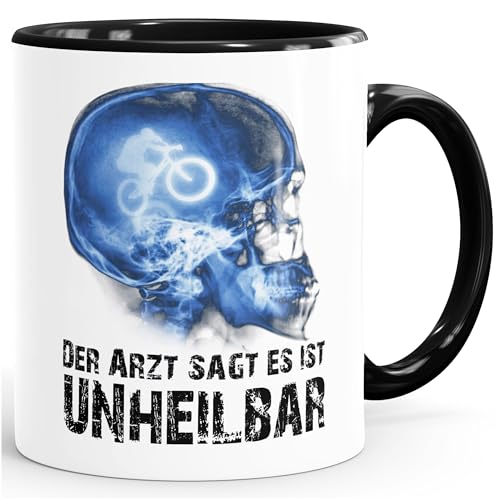 Moonworks® Kaffee-Tasse Xray Der Arzt sagt es ist unheilbar Hobby Röntgenbild Bike Fahrrad Downhill Geschenk-Tasse schwarz unisize von MoonWorks