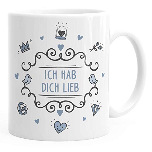 Moonworks® Kaffee-Tasse mit Botschaft Geschenk Weihnachten Geburtstag Muttertag Dankeschön Präsent Überraschung Ich hab dich lieb weiß Keramik-Tasse von MoonWorks