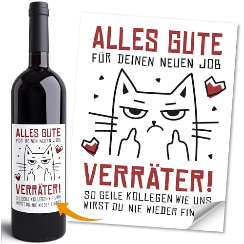 Moonworks® Weinetikett Flaschenetiketten selbstklebend Abschied Kollegin Arbeitskollege Flaschenetikett Weingeschenk Schwarz unisize von MoonWorks
