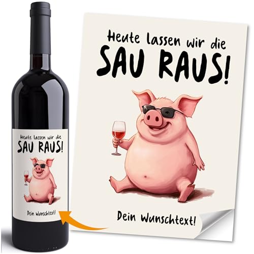 Moonworks® Weinetikett Geburtstag personalisiert Spruch Dein Wunschtext Anpassen Flaschenetiketten selbstklebend Weiss unisize von MoonWorks