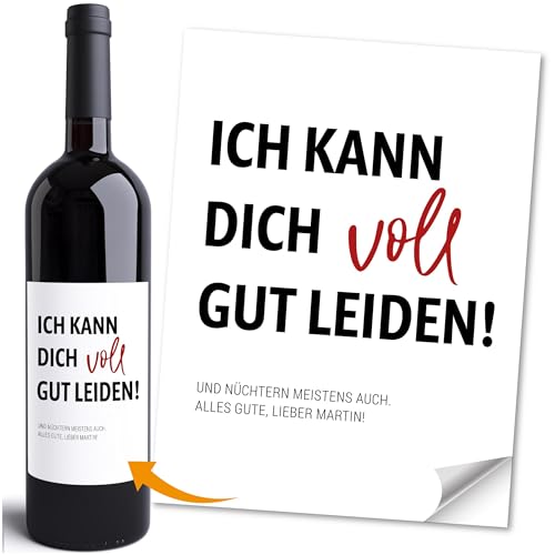 Moonworks® Weinetikett Geburtstag personalisiert mit Spruch und 2-zeiligem Wunschtext Flaschenetiketten selbstklebend Weiss unisize von MoonWorks