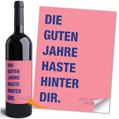 Moonworks® Weinetikett Geburtstag personalisiert mit Wunschtext Spruch lustig Ironie Sarkasmus Flaschenetiketten selbstklebend Weiss unisize von MoonWorks