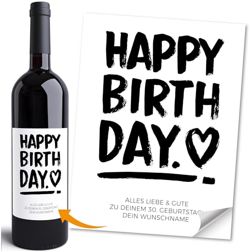 Moonworks® Weinetiketten personalisiert Flaschenetiketten selbstklebend Geschenkidee Geburtstag Besondere Anlässe Weingeschenk Schwarz unisize von MoonWorks