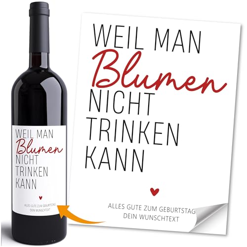 Moonworks® Weinetiketten personalisiert Flaschenetiketten selbstklebend Geschenkidee Geburtstag Besondere Anlässe Weingeschenk Schwarz unisize von MoonWorks