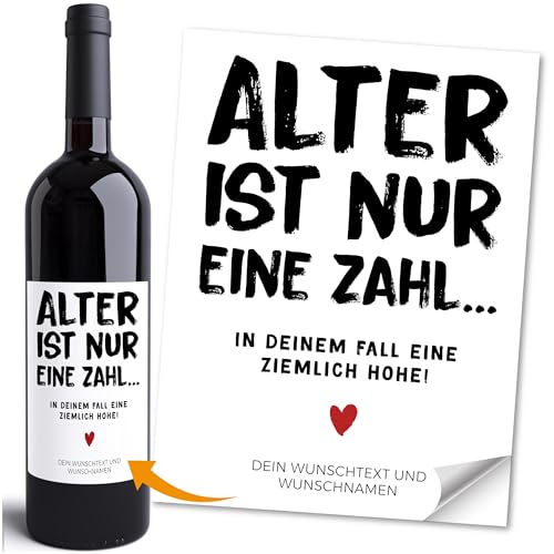 Moonworks® Weinetiketten personalisiert Flaschenetiketten selbstklebend Geschenkidee Geburtstag Besondere Anlässe Weingeschenk Schwarz unisize von MoonWorks