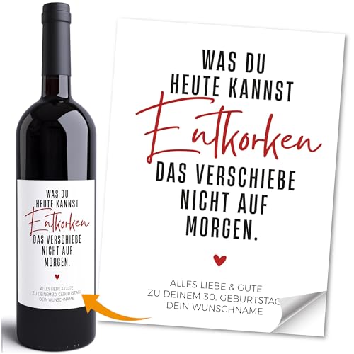 Moonworks® Weinetiketten personalisiert Flaschenetiketten selbstklebend Geschenkidee Geburtstag Besondere Anlässe Weingeschenk Schwarz unisize von MoonWorks