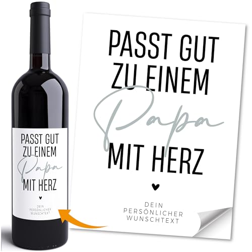 Moonworks® Weinetiketten personalisiert Wunschtext Flaschenetikett Weingeschenk Passt gut zu einem Lieblingsmensch mit Herz Schwarz unisize von MoonWorks