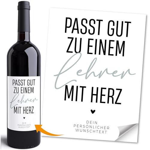 Moonworks® Weinetiketten personalisiert Wunschtext Flaschenetikett Weingeschenk Passt gut zu einem Lieblingsmensch mit Herz Schwarz unisize von MoonWorks