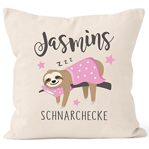 SpecialMe® Kissen-Bezug personalisiert Schnarchecke mit Namen Faultier persönliche Geschenke Frauen Kinder lustig Natur 40cm x 40cm von MoonWorks