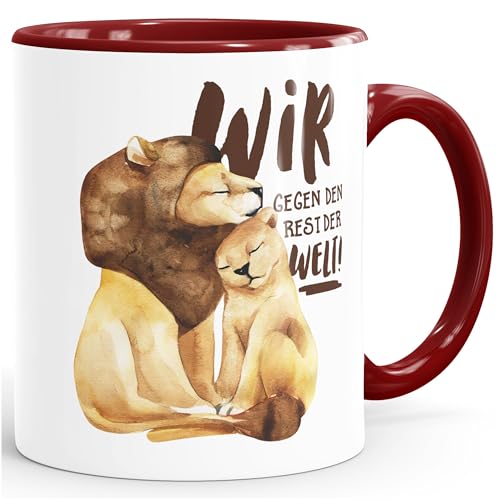 Tasse Liebe Geschenk Wir gegen den Rest der Welt Spruch Löwe Paar Liebesspuch MoonWorks® bordeauxrot unisize von MoonWorks