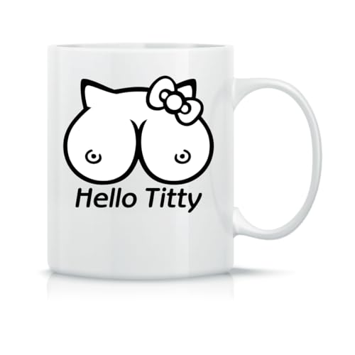 Moonai Hello Titty Klassische Keramik Kaffeetasse Weiß Schwarz Rosa Magisch 330ml von Moonai