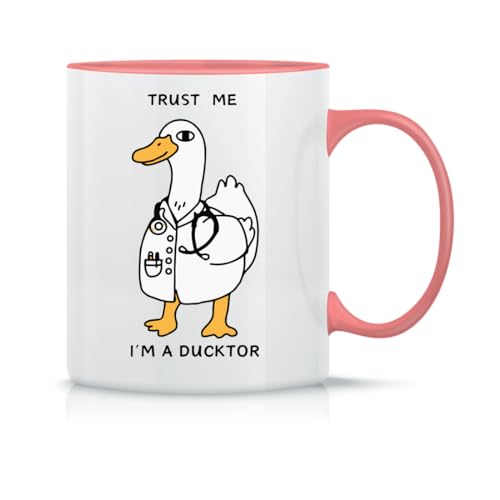 Moonai I'm A Ducktor Duck Doctor Klassische Keramik Kaffeetasse Weiß Schwarz Rosa Magisch 330ml von Moonai