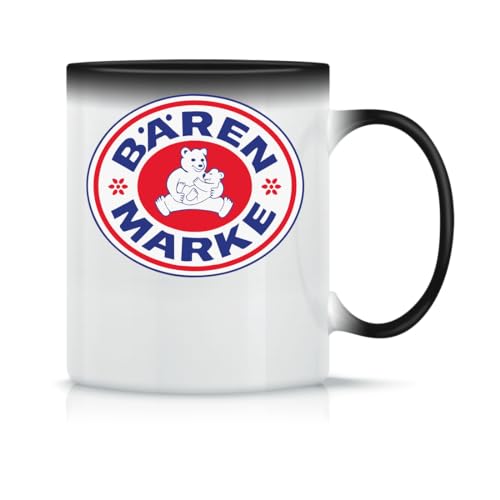 Moonai Retro Baerenmarke Klassische Keramik Kaffeetasse Weiß Schwarz Rosa Magisch 330ml von Moonai