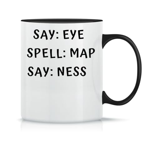 Say Eye Spell Map Say Ness Naughty Klassische Keramik Kaffeetasse Weiß Schwarz Rosa Magisch 330ml von Moonai