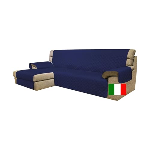 Moonange - 2-Sitzer Sofabezug mit Halbinsel - Sitzfläche 200 cm - Wasserfester Sofabezug - Ecksofabezug - Anti-Rutsch - Fleck - Reversibel - Kratzer - Frost - Blau von Moonange