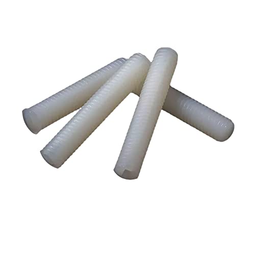 50 Stück M3/M4/M5 Weiße Nylon-Geschlitzte Madenschrauben Kunststoff-Flachspitzen-Stellschrauben von Moonbaby