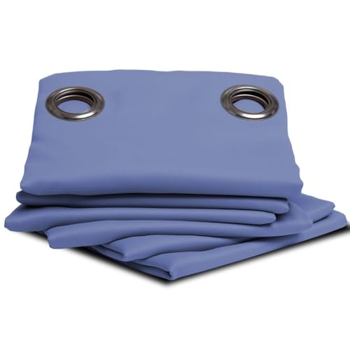 MOONDREAM FireControl™ Feuerfester Vorhang 2in1 | Zertifiziert | Verdunkelung | EU Herstellung | Ösen | Blau MC666 | 140B x 260H cm von Moondream