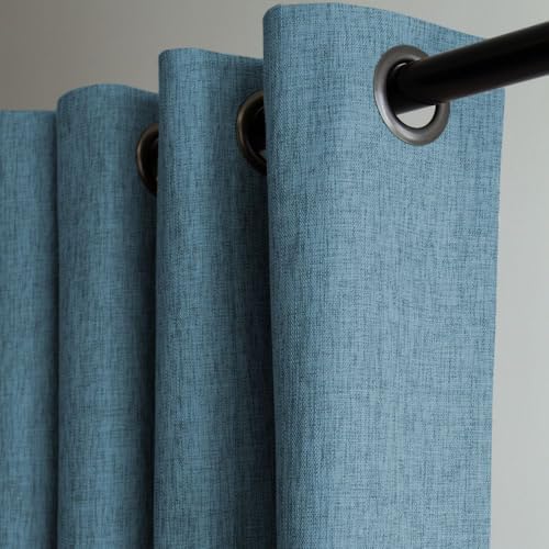 MOONDREAM ThermActiv® Thermovorhang Winter+Sommer 2in1 | Isolierung Kälte+Hitze | 100% Verdunkelung | Patentierte Technologie | EU Herstellung | Ösen | Blau MC56 | 130B x 260H cm von Moondream