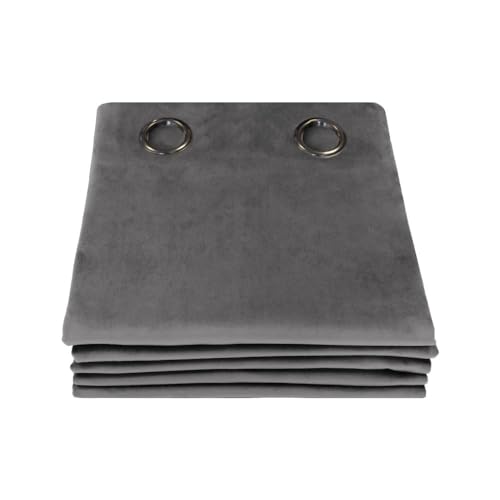 Moondream DecibelControl™ Akustikvorhang 3in1 | Lärmschutz | Thermoisolierung Winter+Sommer | 100% Verdunkelung | Patentierte Technologie | EU Herstellung | Samt | Ösen | Grau MC09 | 130B x 260H cm von Moondream