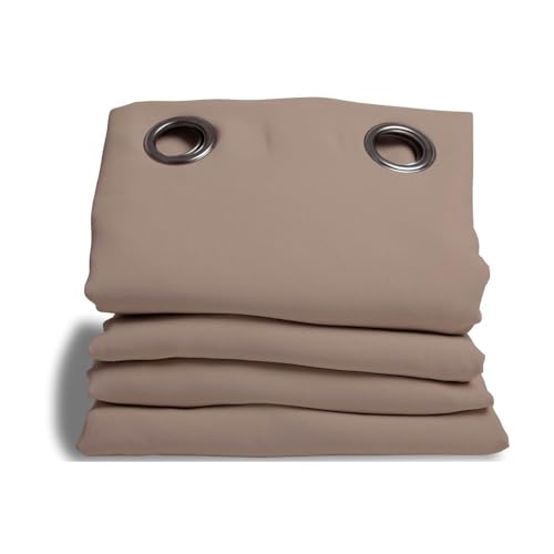 Moondream DecibelControl™ Raumtrennervorhang 4in1 | Lärmschutz | Thermoisolierung | Verdunkelung | Doppelseitig | Patentierte Technologie | EU Herstellung | Ösen | Beige MC8220 | 140B x 250H cm von Moondream