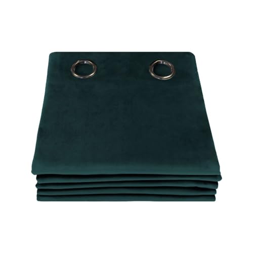 Moondream DecibelControl™ Akustikvorhang 3in1 | Lärmschutz | Thermoisolierung Winter+Sommer | 100% Verdunkelung | Patentierte Technologie | EU Herstellung | Samt | Ösen | Grün MC228 | 130B x 260H cm von Moondream