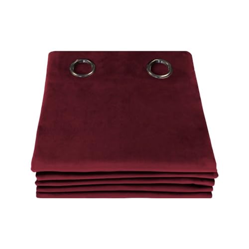 Moondream DecibelControl™ Akustikvorhang 3in1 | Lärmschutz | Thermoisolierung Winter+Sommer | 100% Verdunkelung | Patentierte Technologie | EU Herstellung | Samt | Ösen | Rot MC214 | 130B x 260H cm von Moondream