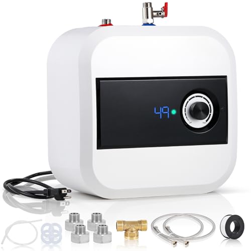 Moongiantgo 10L Untertisch-Wassererwärmer, Instant-Heißwassertank 1500W 30°C-65°C, Wand-/Bodenmontierter Mini-Tank mit Digitaldisplay & Messingarmaturen, IPX4-sicher für Küche, Badezimmer, Wohnmobile von Moongiantgo