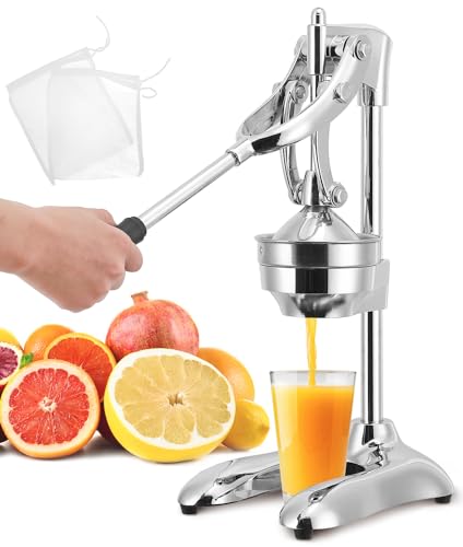 Moongiantgo Saftpresse Manuell Profi Handpresse für Orangen/Granatapfel/Zitrone, Kommerzielle Fruchtsaftpresse 0.4-0.6L, Edelstahl 304, Robust und Langlebig von Moongiantgo