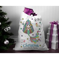 Meerjungfrau, Meerjungfrau Der Schneeflocke. Nikolaus Sack | Weihnachtssack Personalisiert Personalisierter Nikolaussack von MoonlakeDesignMugs