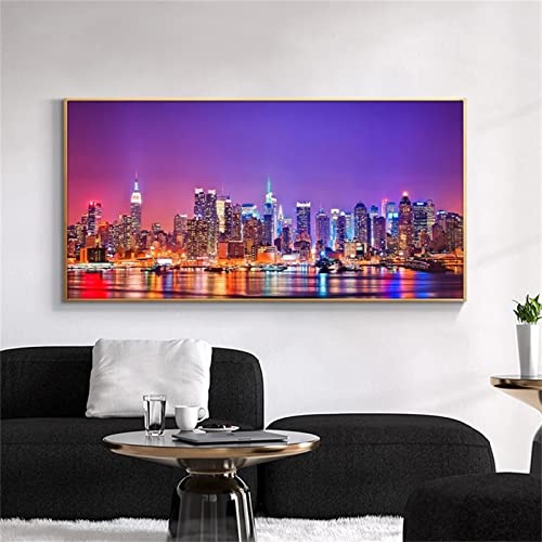 Diamond Painting New York City 5D Diamant Painting Voll Set mit Diamond Painting Zubehör, 30x60cm Leinwand Groß Bilder Malen Nach Zahlen Erwachsene Kinder Geschenk für Deko Wohnzimmer Schlafzimmer von Moonlee