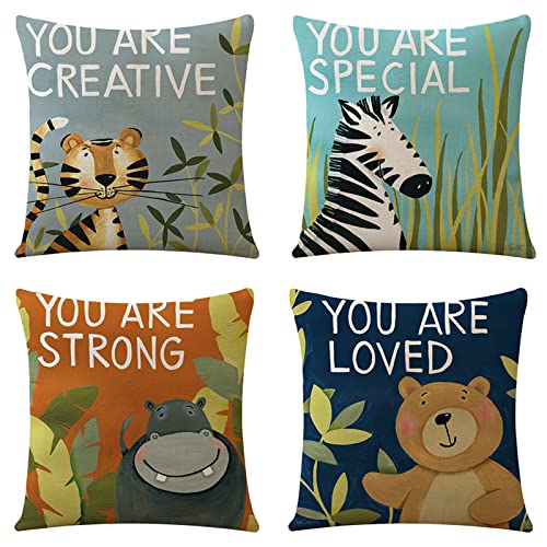 Kissenbezug 20x20cm Bär minimalistisch kissenbezüge 4er-Set,Soft Velvet Doppelseitige Kissenbezüge mit Unsichtbarem Reißverschluss Dekokissen Wurfkissenbezug Quadratische Sofa Kissenbezug Home Decor von Moonlee