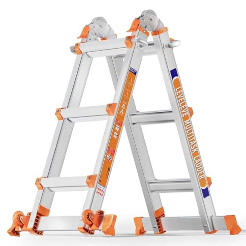 Moonlight Manor 3-Stufen-Leiter mit Mehreren Positionen, 3,3 m Schiebeleiter mit Stabilisator und Rädern, 150 kg Sicherheitslast Eine Rahmenleiter für Treppen Home Indoor Outdoor Dach Moonlight Manor 3-Stufen-Leiter mit Mehreren Positionen, 3,3 m Schiebeleiter mit Stabilisator und Rädern, 150 kg Sicherheitslast Eine Rahmenleiter für Treppen Home Indoor Outdoor Dach von Moonlight Manor