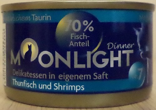 12x80g Moonlight Dinner Katzenfutter Dosen Nassfutter (Nr.7 Thunfisch Shrimps) von Moonlight